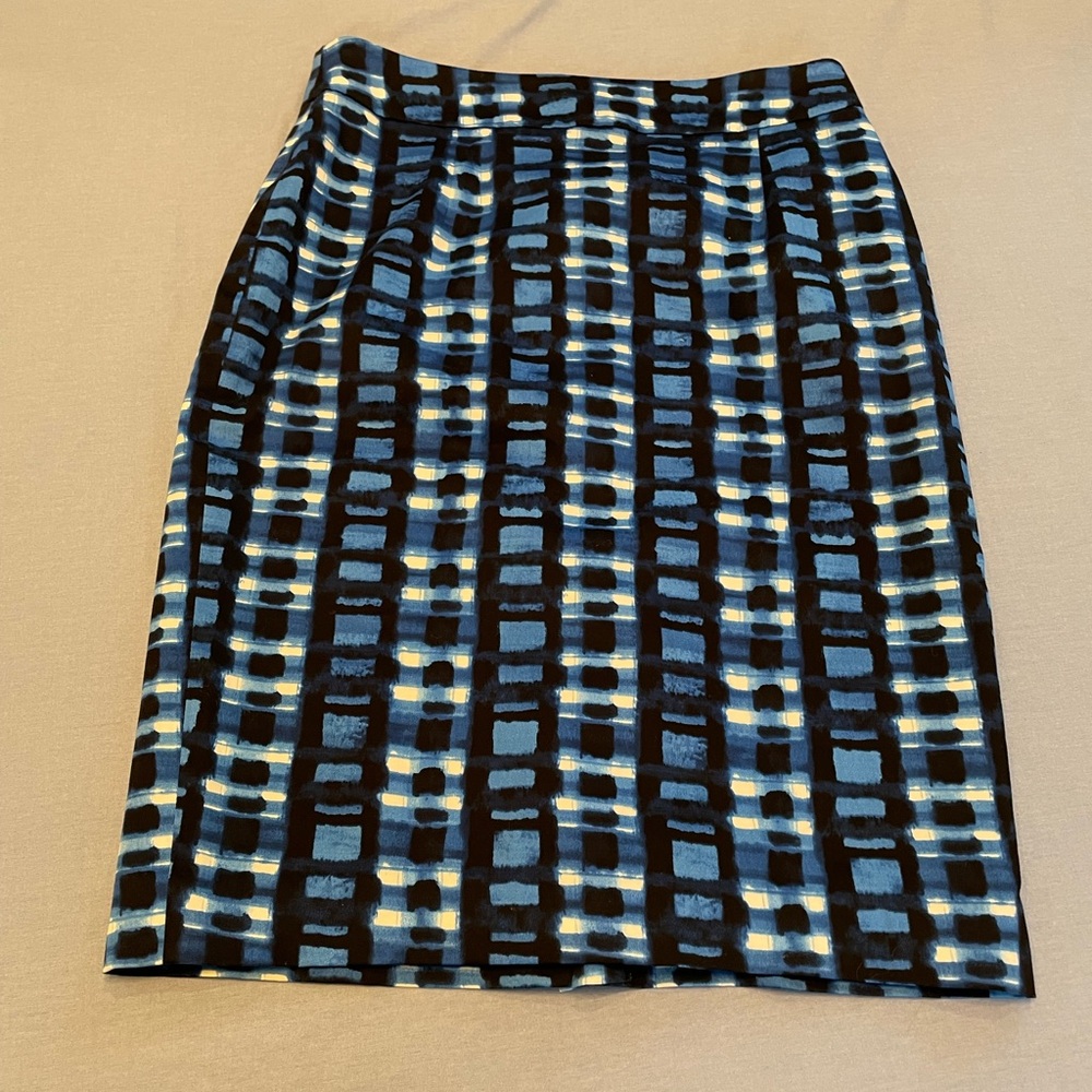 Calvin Klein Blue and Black Pencil Skirt Knee-length